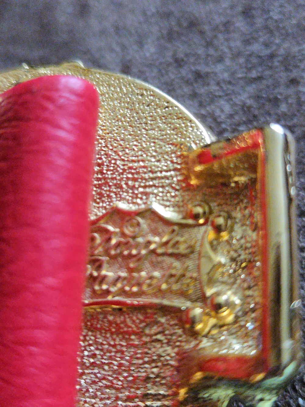 Luxury Red Leather Belt with Gold Nautical BuckleDouglas Paquette